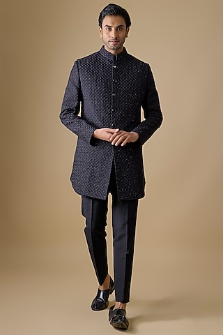 Black Silk Pants by Nero By Shaifali & Satya
