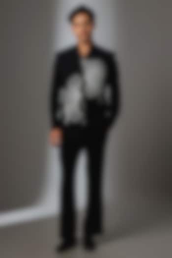 Black Boomario Threadwork Jacket Set by Nero by Shaifali & Satya at Pernia's Pop Up Shop