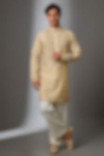 Beige Silk Zardosi Embroidered Kurta Set by Nero by Shaifali & Satya at Pernia's Pop Up Shop