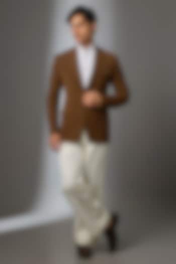 Brown Boomario Fabric Blazer by Nero by Shaifali & Satya at Pernia's Pop Up Shop