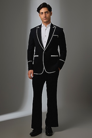 Black Boomario Fabric Blazer by Nero by Shaifali & Satya