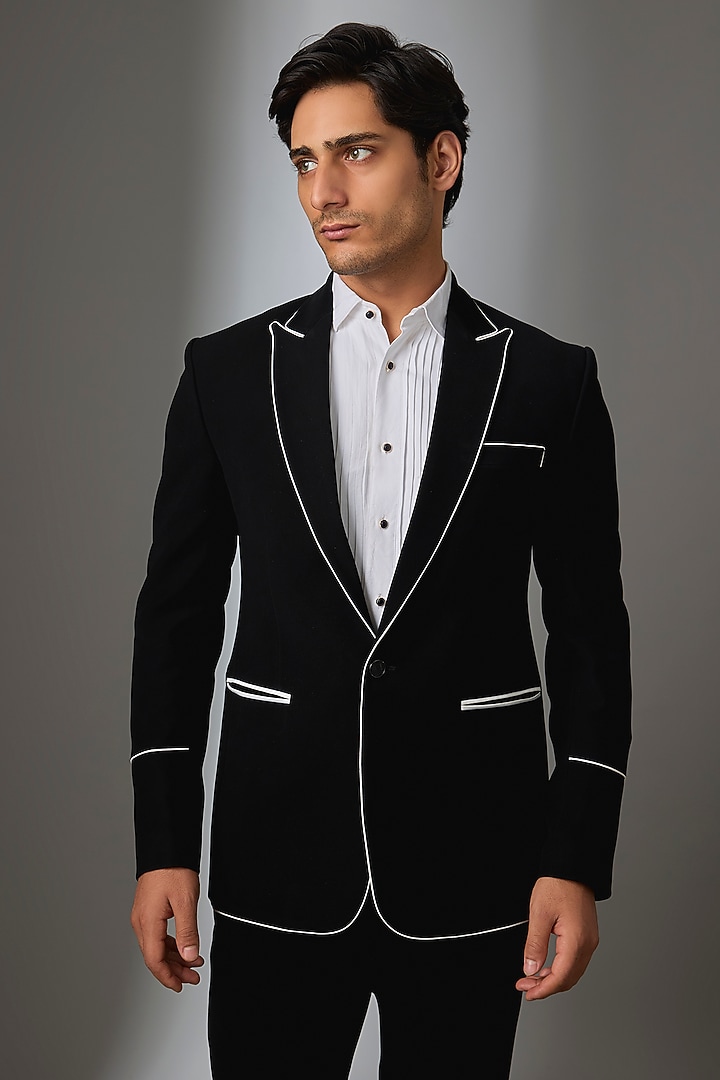 Black Boomario Fabric Blazer by Nero by Shaifali & Satya at Pernia's Pop Up Shop