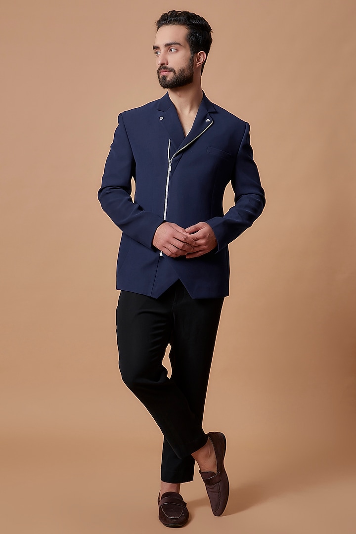 Blue Boomario Jacket by Nero by Shaifali & Satya at Pernia's Pop Up Shop