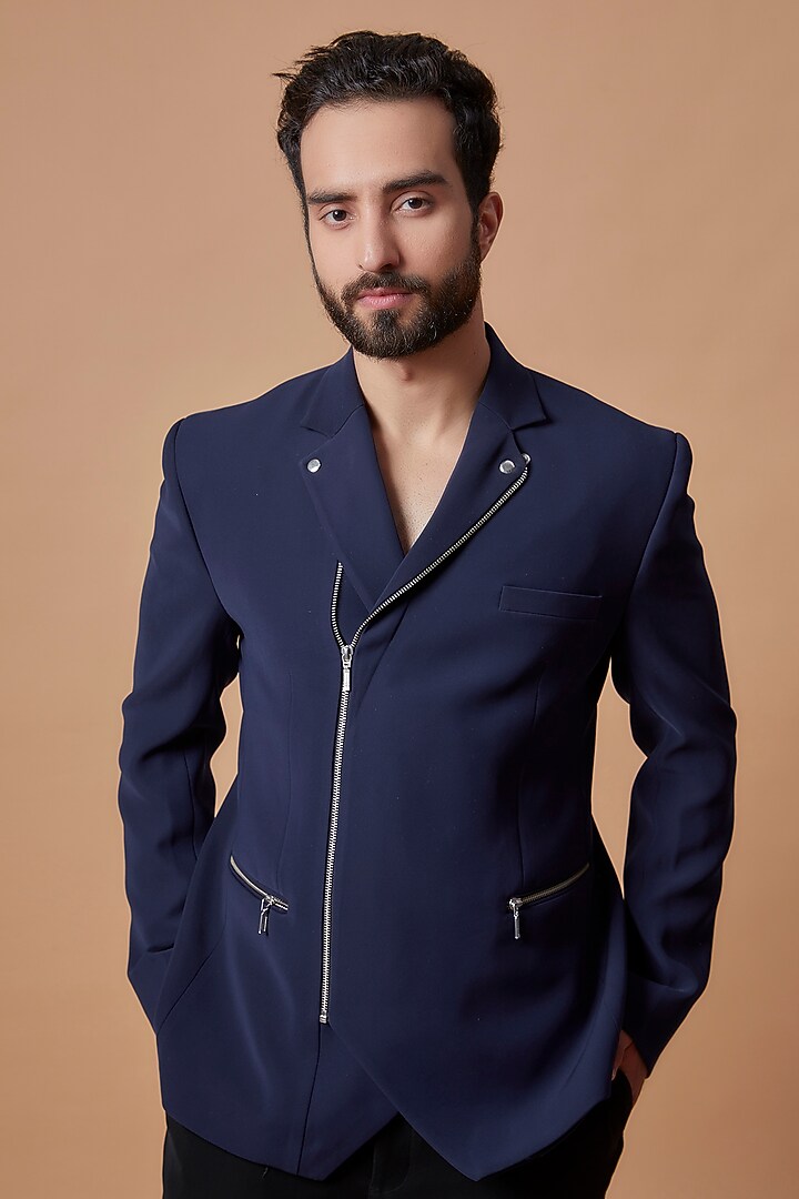 Blue Boomario Jacket by Nero by Shaifali & Satya at Pernia's Pop Up Shop