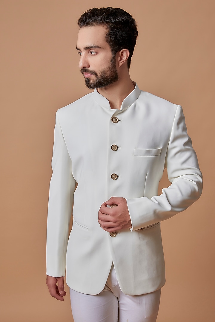 Ivory Boomario Jodhpuri Jacket Set by Nero by Shaifali & Satya at Pernia's Pop Up Shop
