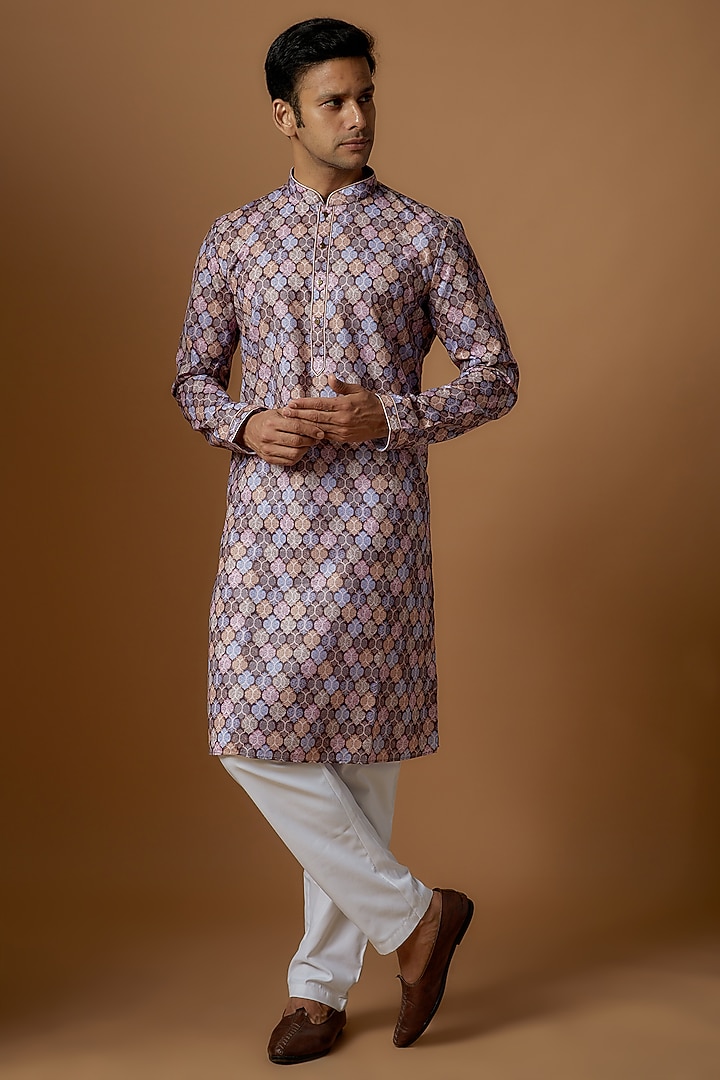 Multi-Colored Cotton Silk Printed Kurta Set by Nero by Shaifali & Satya at Pernia's Pop Up Shop