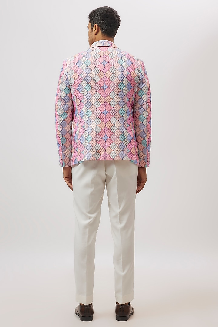 Multi-Colored Lucknowi Abstract Printed Blazer by Nero By Shaifali & Satya at Pernia's Pop Up Shop