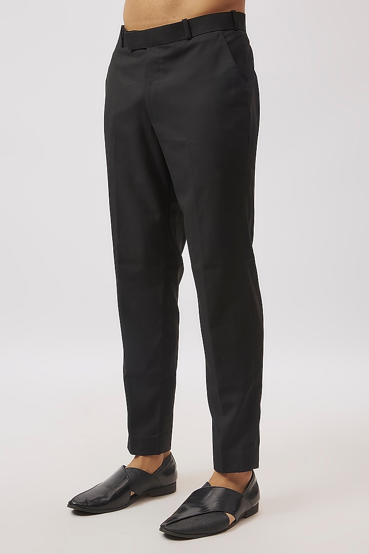 Black Suiting Floral Printed & Machine Embroidered Jodhpuri Set by Nero By Shaifali & Satya at Pernia's Pop Up Shop