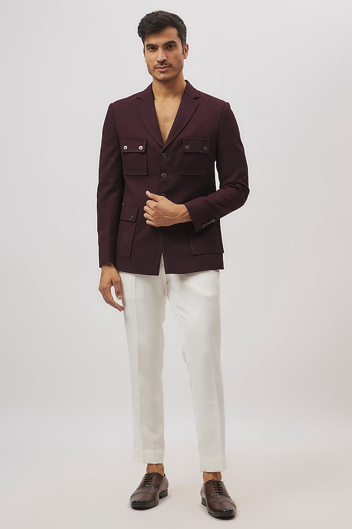 Wine Suiting Blazer by Nero By Shaifali & Satya at Pernia's Pop Up Shop