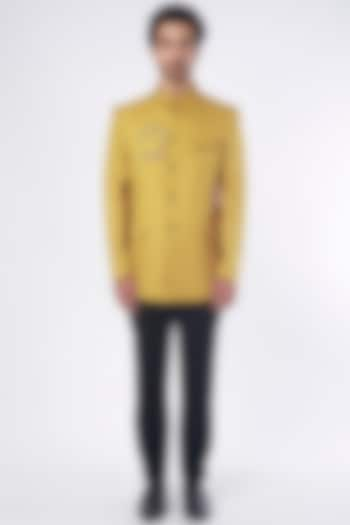 Mustard Embroidered Jodhpuri Jacket Set by Nero by Shaifali & Satya