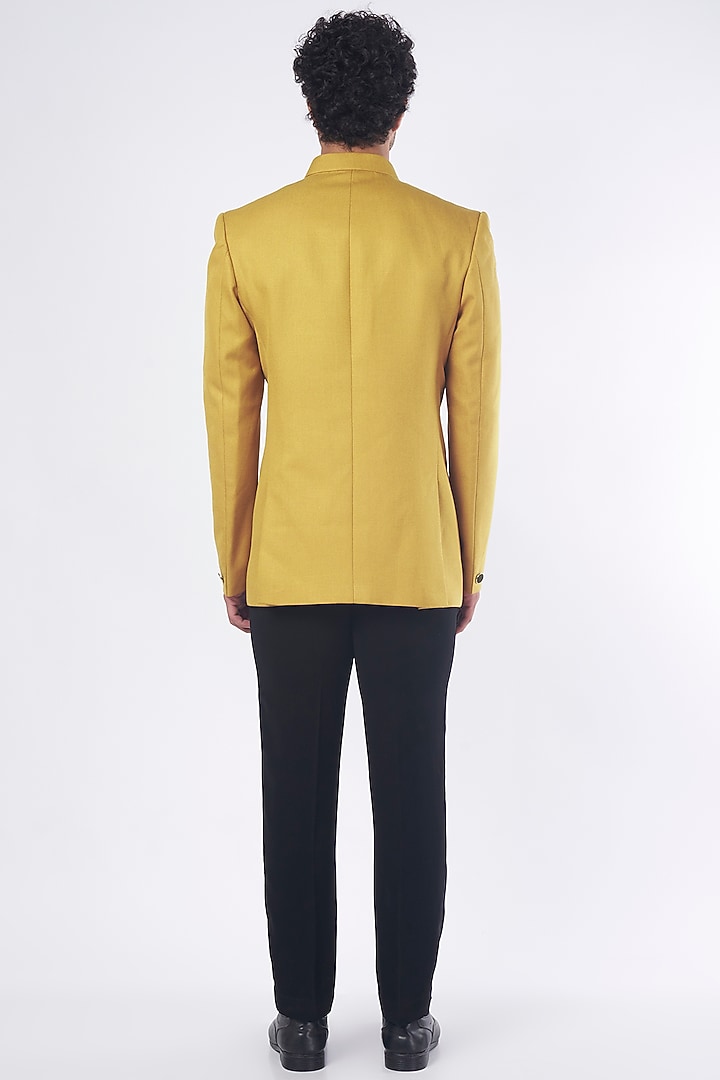 Mustard Embroidered Jodhpuri Jacket Set by Nero by Shaifali & Satya at Pernia's Pop Up Shop