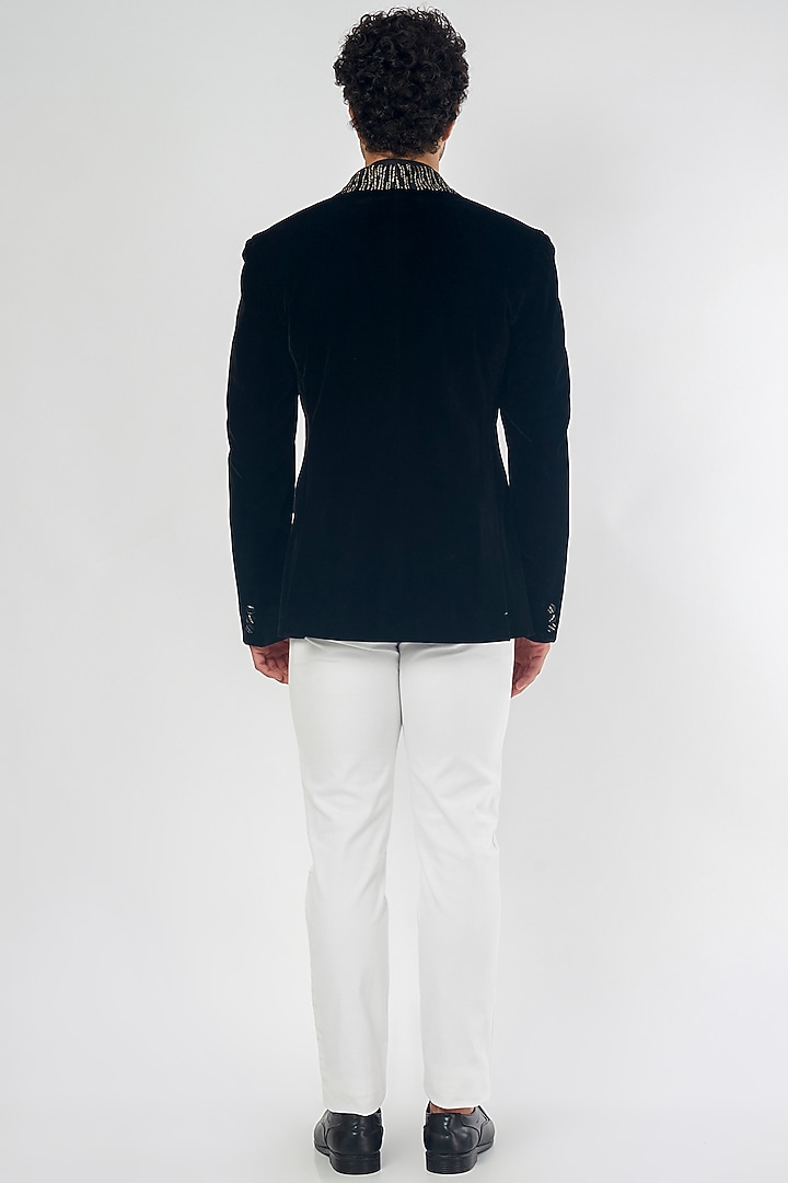 Black Suede Blazer Set by Nero by Shaifali & Satya at Pernia's Pop Up Shop