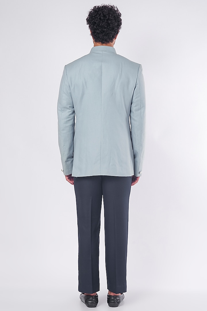 Sky Blue Linen Jodhpuri Jacket Set by Nero by Shaifali & Satya at Pernia's Pop Up Shop