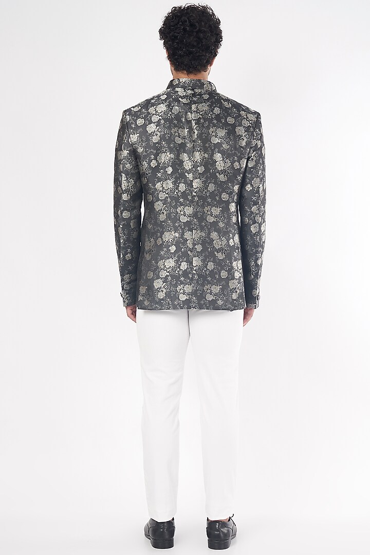 Grey Printed Jodhpuri Jacket Set by Nero by Shaifali & Satya at Pernia's Pop Up Shop