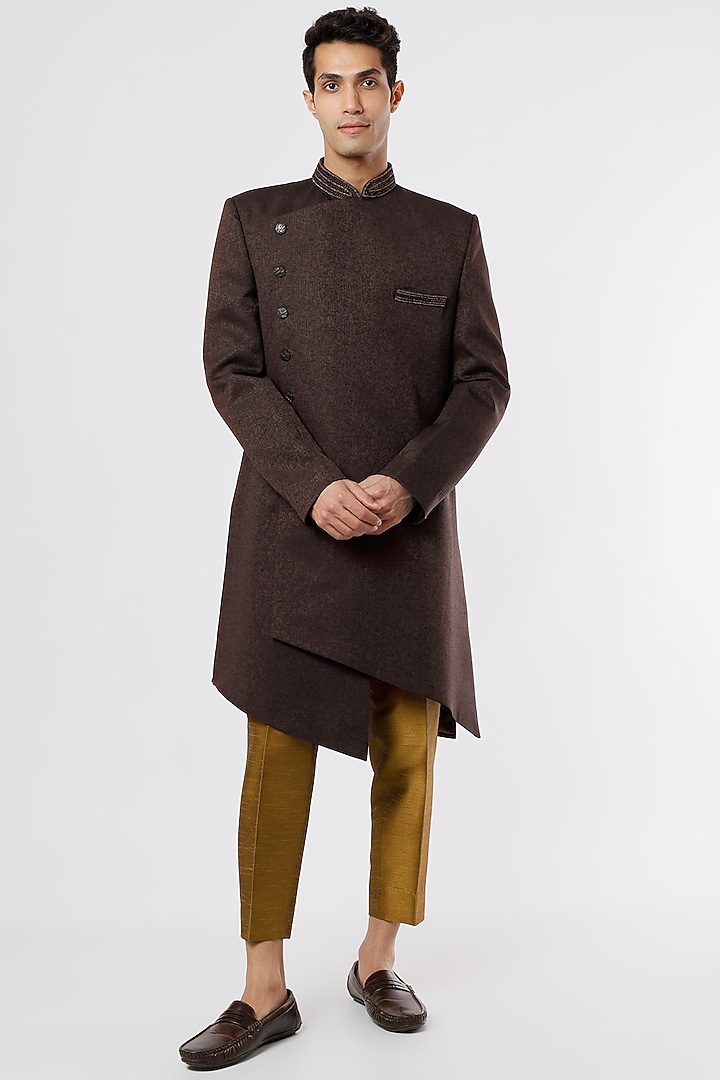 Brown SIlk Indo-Western Set by Nero by Shaifali & Satya at Pernia's Pop Up Shop