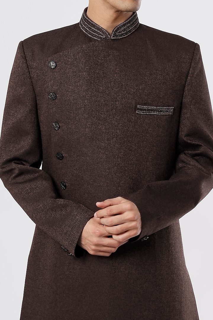 Brown SIlk Indo-Western Set by Nero by Shaifali & Satya at Pernia's Pop Up Shop
