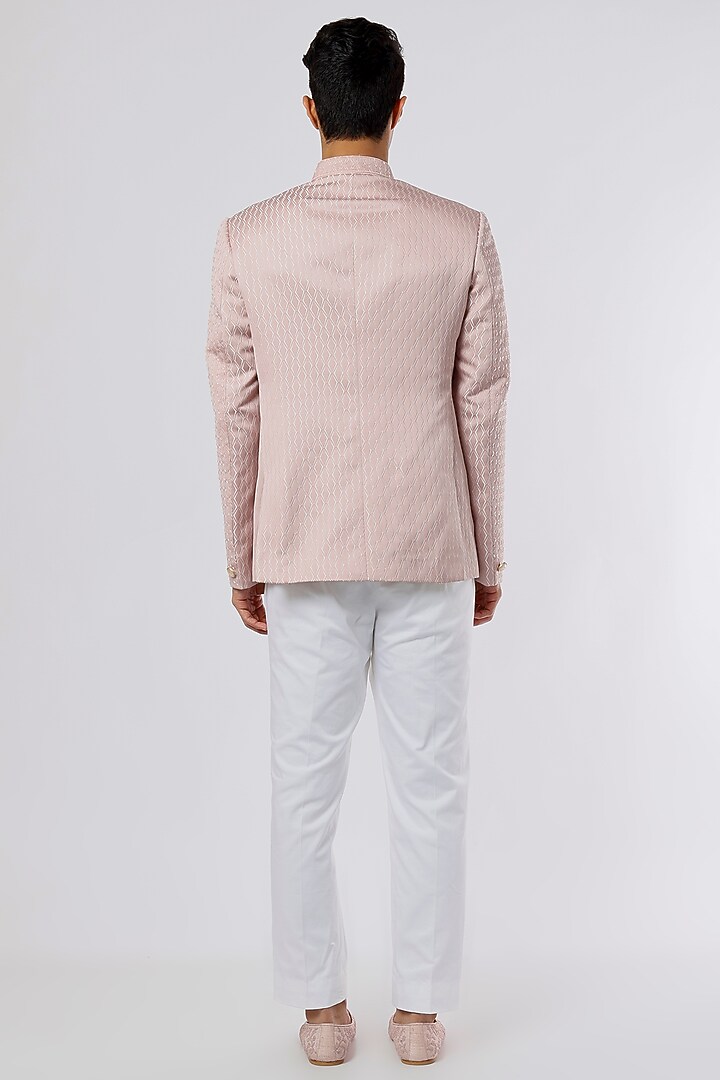 Blush Pink Jacquard Jodhpuri Jacket Set by Nero by Shaifali & Satya at Pernia's Pop Up Shop