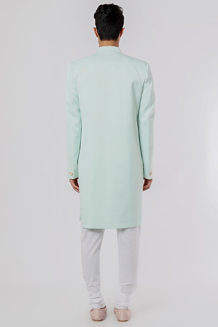 Sky Blue Hand Embroidered Wedding Sherwani Set by Nero by Shaifali & Satya at Pernia's Pop Up Shop
