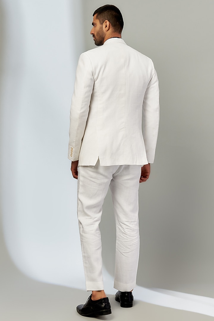 White Linen Blazer Set by Nero by Shaifali & Satya at Pernia's Pop Up Shop