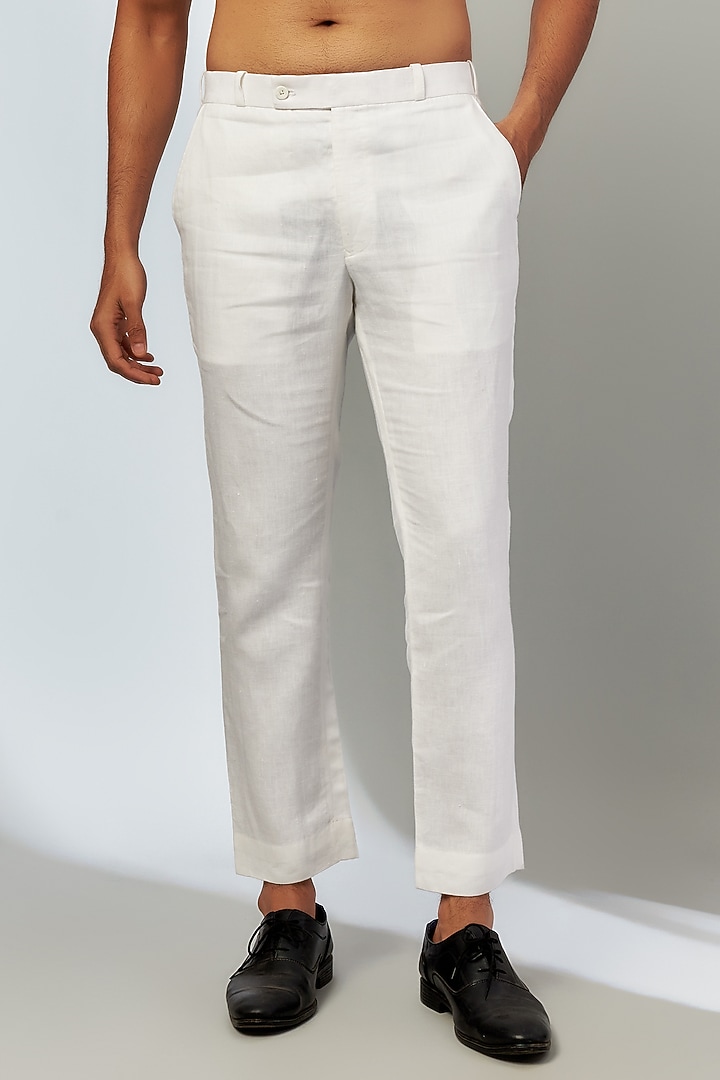 White Linen Blazer Set by Nero by Shaifali & Satya at Pernia's Pop Up Shop