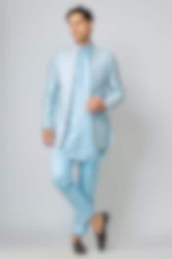 Light Blue Silk Indo-Western Set by Nero By Shaifali & Satya at Pernia's Pop Up Shop