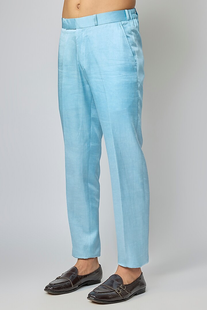 Light Blue Silk Indo-Western Set by Nero By Shaifali & Satya at Pernia's Pop Up Shop