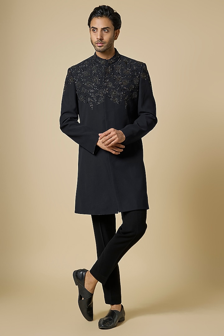 Black Boomario Handwork Kurta Set by Nero By Shaifali & Satya at Pernia's Pop Up Shop