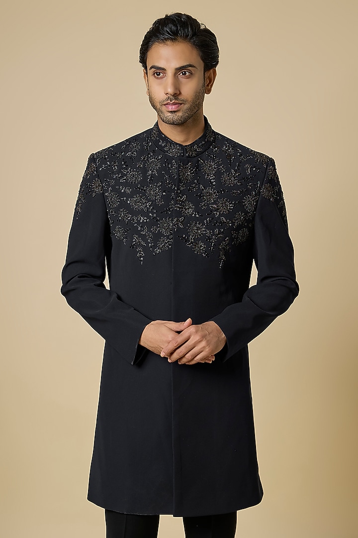 Black Boomario Handwork Kurta Set by Nero By Shaifali & Satya at Pernia's Pop Up Shop