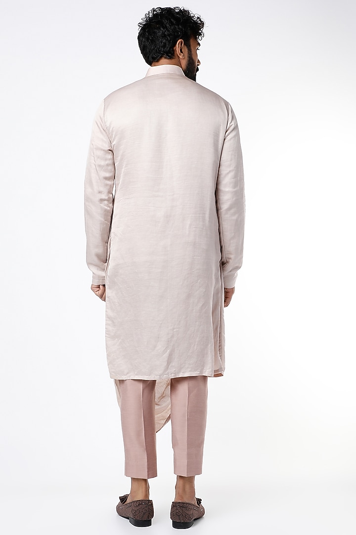 Pink Suede Kurta Set With Wedding Indowestern Jacket by Nero by Shaifali & Satya at Pernia's Pop Up Shop