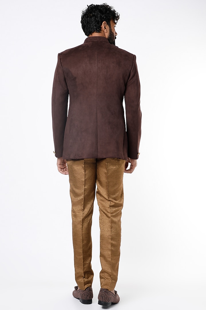 Brown Embroidered Jodhpuri Wedding Bandhgala Jacket Set by Nero by Shaifali & Satya at Pernia's Pop Up Shop