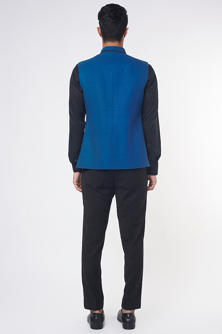 Blue Matka Bundi Jacket Set by Nero by Shaifali & Satya at Pernia's Pop Up Shop