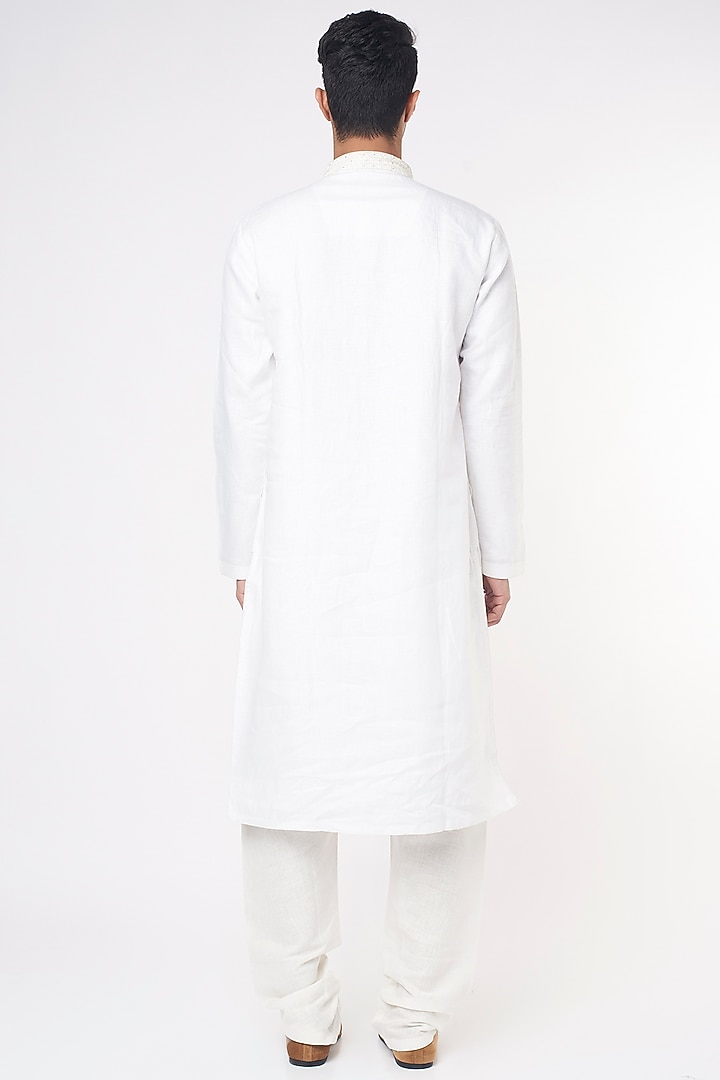 White Silk Kurta Set by Nero by Shaifali & Satya at Pernia's Pop Up Shop