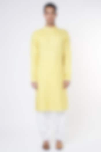 Yellow Silk Kurta Set by Nero by Shaifali & Satya at Pernia's Pop Up Shop