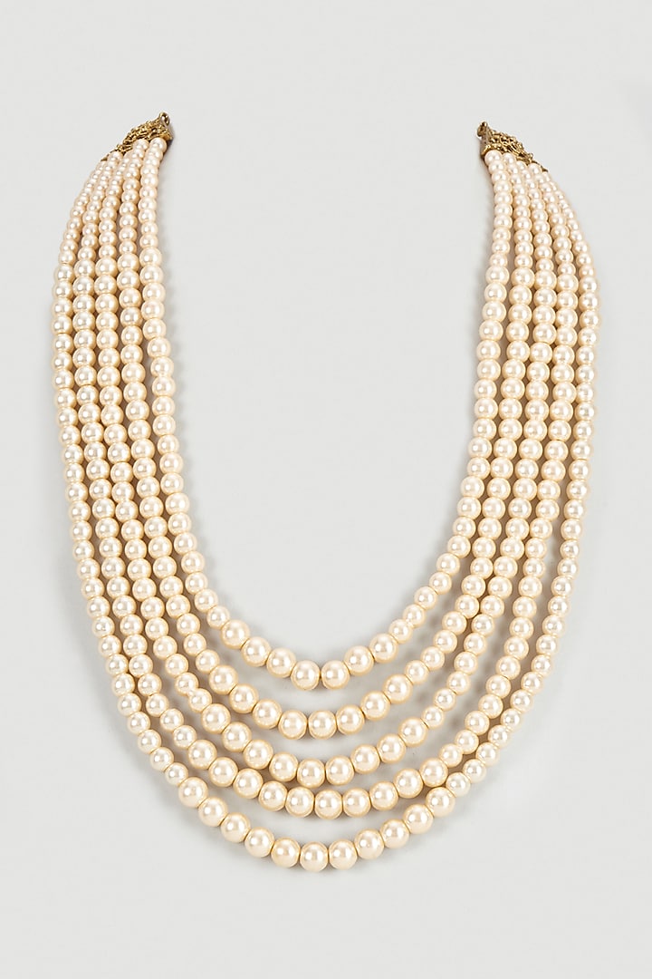 Ivory Pearl Beaded Layered Mala by Nero by Shaifali & Satya at Pernia's Pop Up Shop