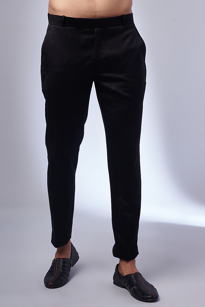 Black Textured Satin Nawabi Wedding Sherwani Set by Nero by Shaifali & Satya at Pernia's Pop Up Shop