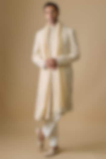 Beige Silk Sherwani Set by Nero by Shaifali & Satya