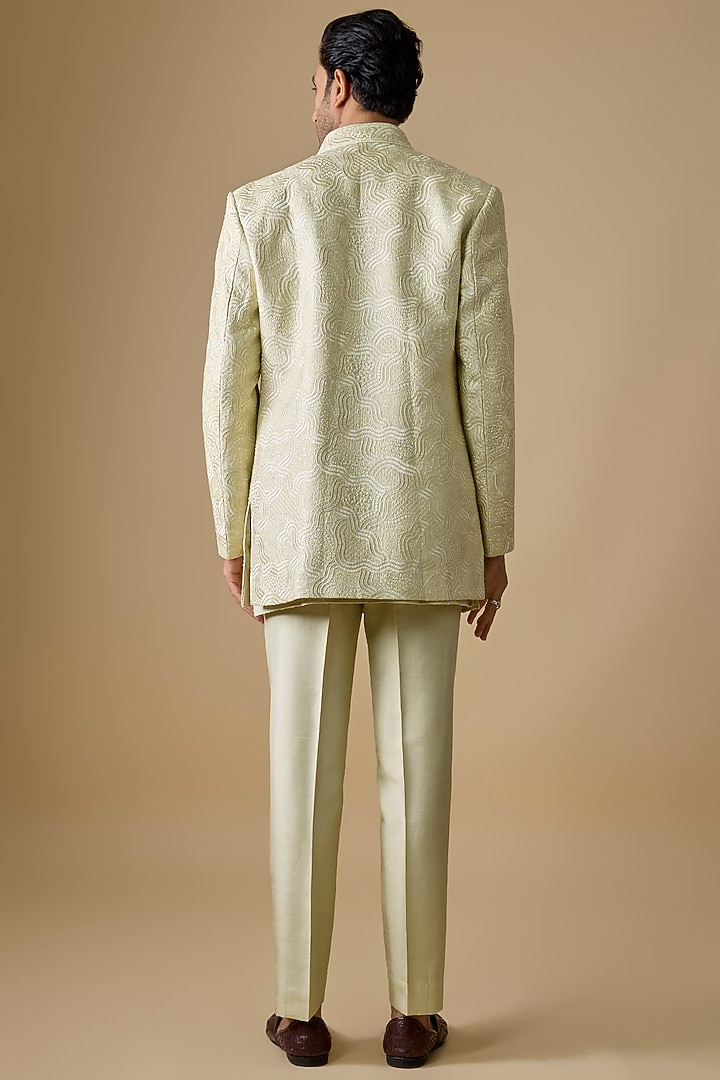 Mint Green Silk Wedding Indowestern Set by Nero by Shaifali & Satya at Pernia's Pop Up Shop