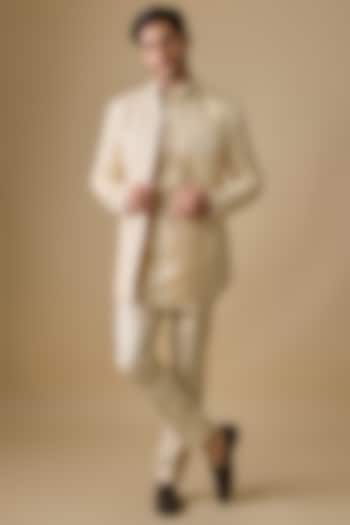 Beige Silk Indowestern Set by Nero by Shaifali & Satya
