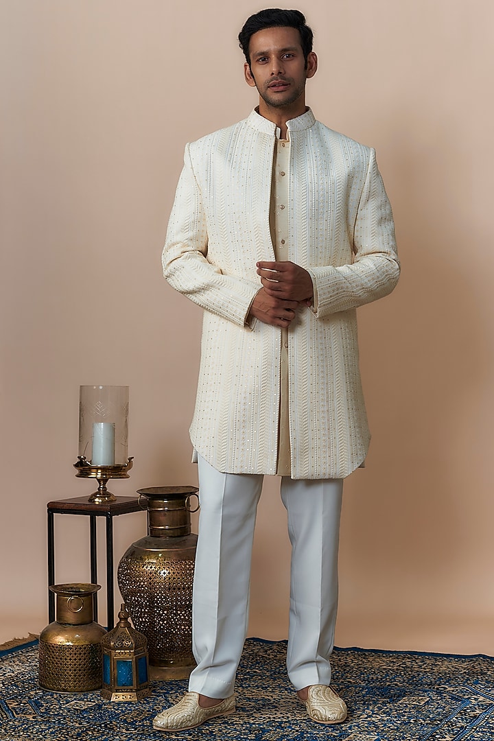 Ivory Lucknowi Indowestern Set by Nero By Shaifali & Satya