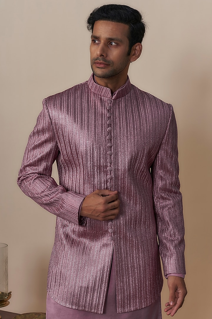 Pink Lucknowi Wedding Indowestern Set by Nero by Shaifali & Satya at Pernia's Pop Up Shop
