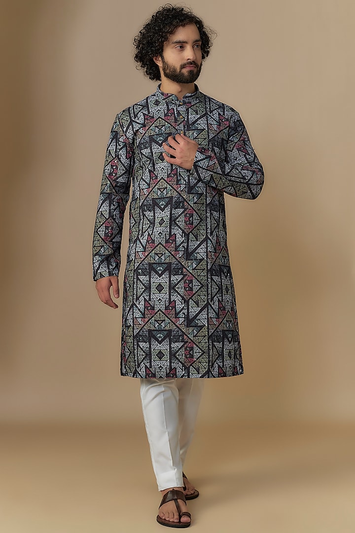 Multi-Colored Lucknowi Kurta Set by Nero by Shaifali & Satya