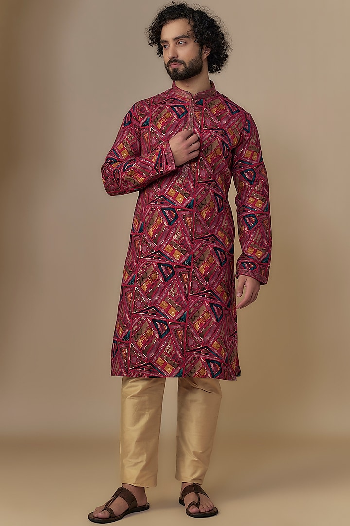 Multi-Colored Silk Kurta Set by Nero by Shaifali & Satya