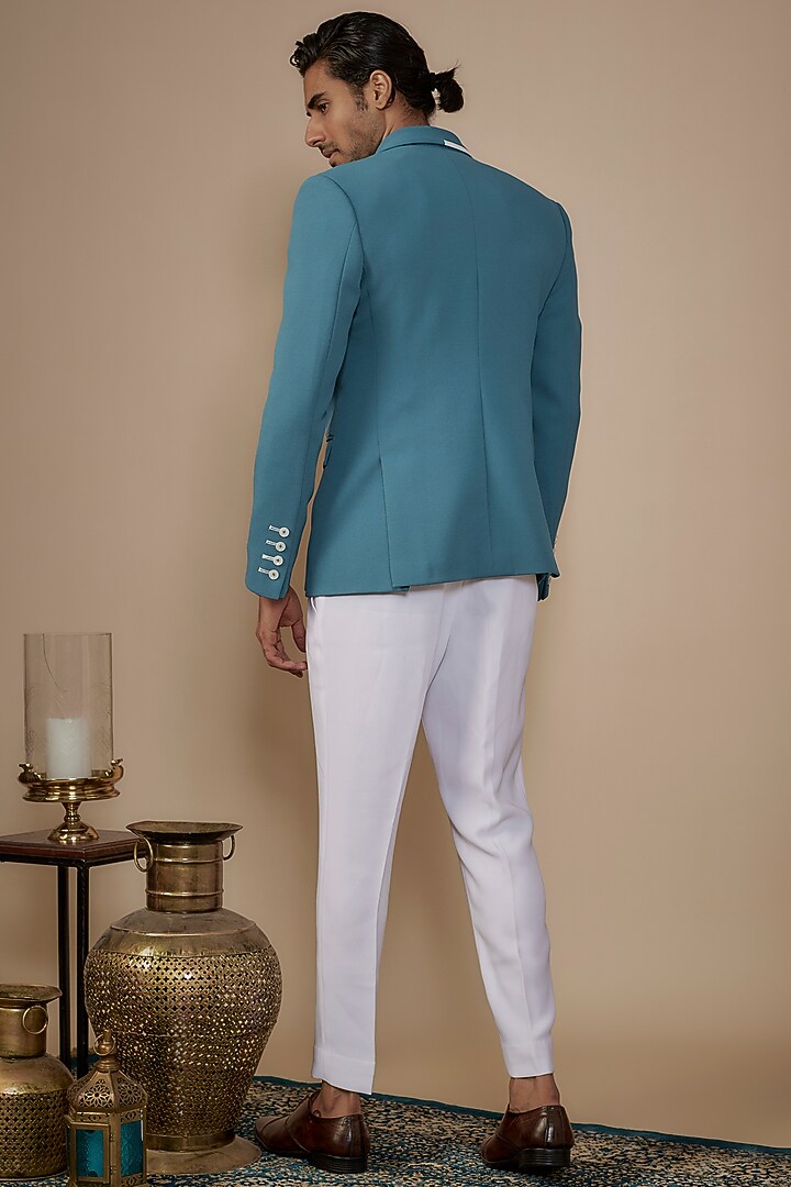 Blue Suiting Blazer Jacket by Nero by Shaifali & Satya at Pernia's Pop Up Shop