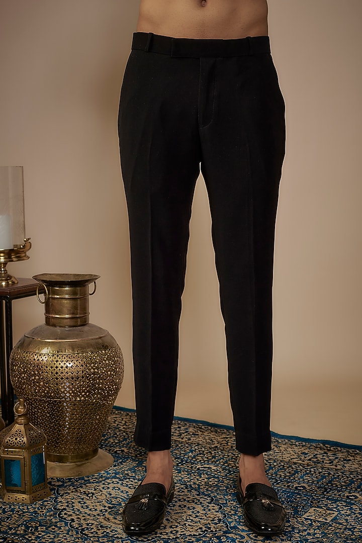 Black Suiting Wedding Bandhgala Set by Nero by Shaifali & Satya at Pernia's Pop Up Shop