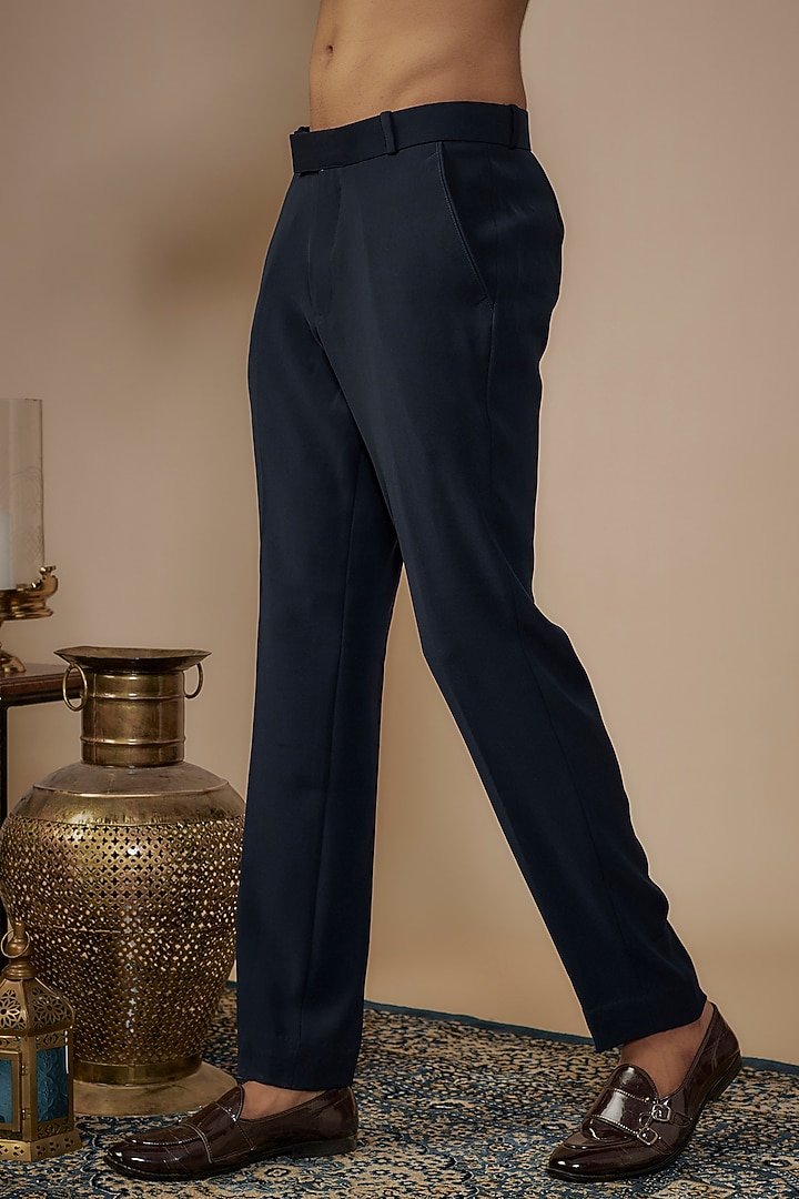 Blue Suiting Hand Work Wedding Bandhgala Set by Nero by Shaifali & Satya at Pernia's Pop Up Shop