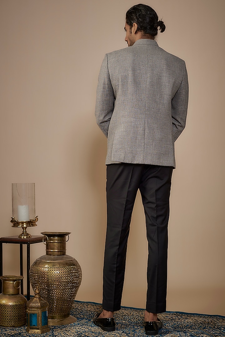 Grey Suiting Hand Work Wedding Bandhgala Set by Nero by Shaifali & Satya at Pernia's Pop Up Shop
