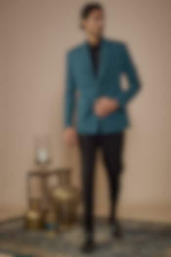 Teal Blue Suiting Blazer Jacket by Nero by Shaifali & Satya at Pernia's Pop Up Shop