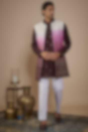 Wine Lucknowi Sequins Work Alika Jacket Set by Nero by Shaifali & Satya at Pernia's Pop Up Shop