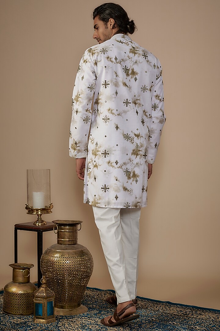 White Cotton Silk Sequin Work Kurta Set by Nero by Shaifali & Satya at Pernia's Pop Up Shop