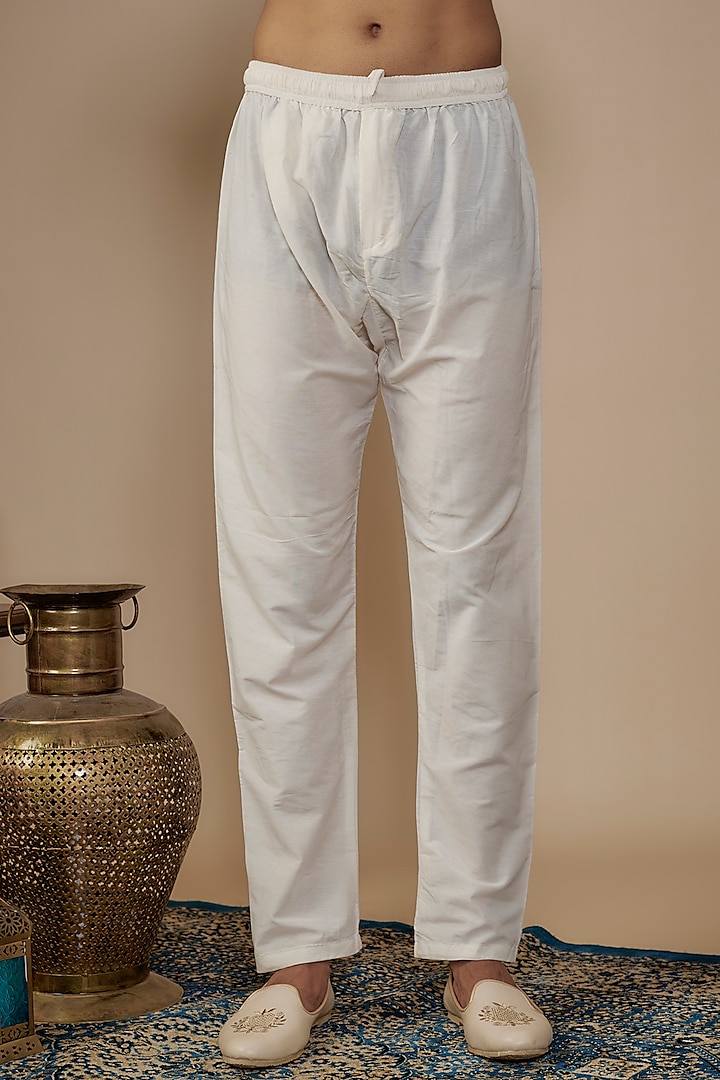 White Silk Thread Hand Embroidered Groom Sherwani Set by Nero by Shaifali & Satya at Pernia's Pop Up Shop
